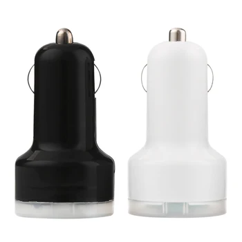 

50pcs x Auto Universal Dual USB Car Charger 12v-24v Adapter For Phone Android Mini Charger Cigar Socket For Mobile Phone