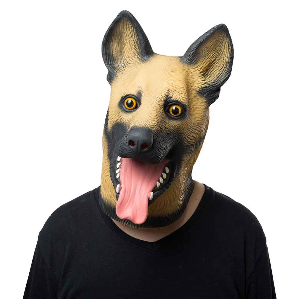 Halloween Dog Mask Helmet Latex Animal Masks Wolf Dog Full Head Mask