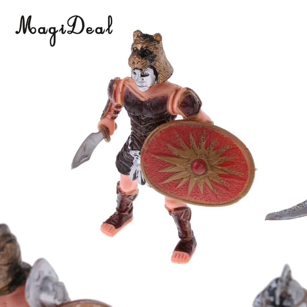 MagiDeal 6Pcs Plastic Roman Gladiator Warriors Medieval Soldier Firgures Playset DIY for Home Room Office Decor Kids Funny Toys