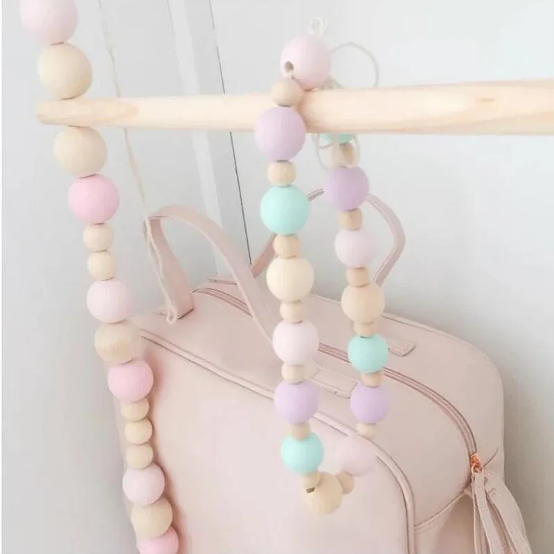 INS Nordic Wood Key Rack Hook Stick Wall Hang Beads Hanger Child Nursery Room Decoration Clothing Hat Photography Home Craft