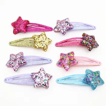 

5cm Arrival of Summer Children of Color Bright Metal Star Hooks Baby Hair Clips Girls Hair Accessories Heart Star Hair Clip