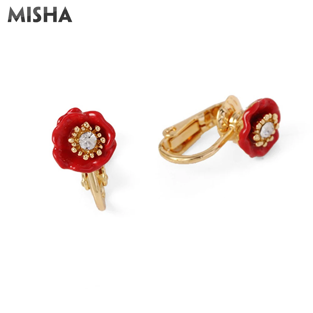 

MISHA Trendy Earrings For Women Handmade Flower Stud Earrings Fashion Jewelry Enamel Glaze Pendientes For Wedding Party Quality