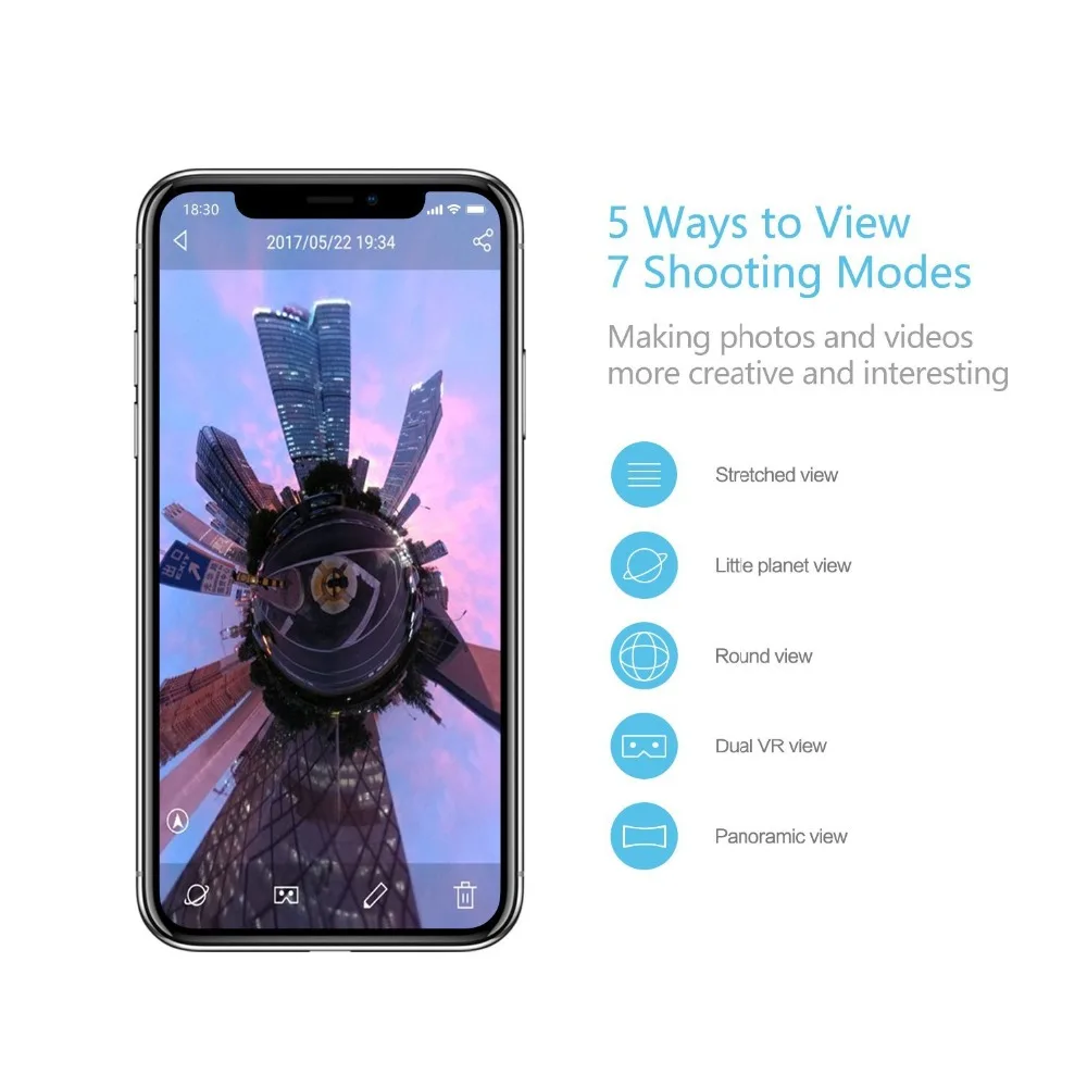 YI 360 VR Camera Dual-Lens 5.7K HI Resolution Panoramic Camera with Electronic Image Stabilization 4K in-Camera Stitching