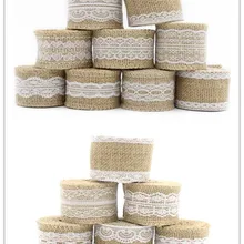 Lucia crafts 2y/lot 5-6 см лента из натуральной джутовой мешковины с кружевной льняной отделкой джутовые DIY Свадебные мероприятия вечерние принадлежности для торта V0602
