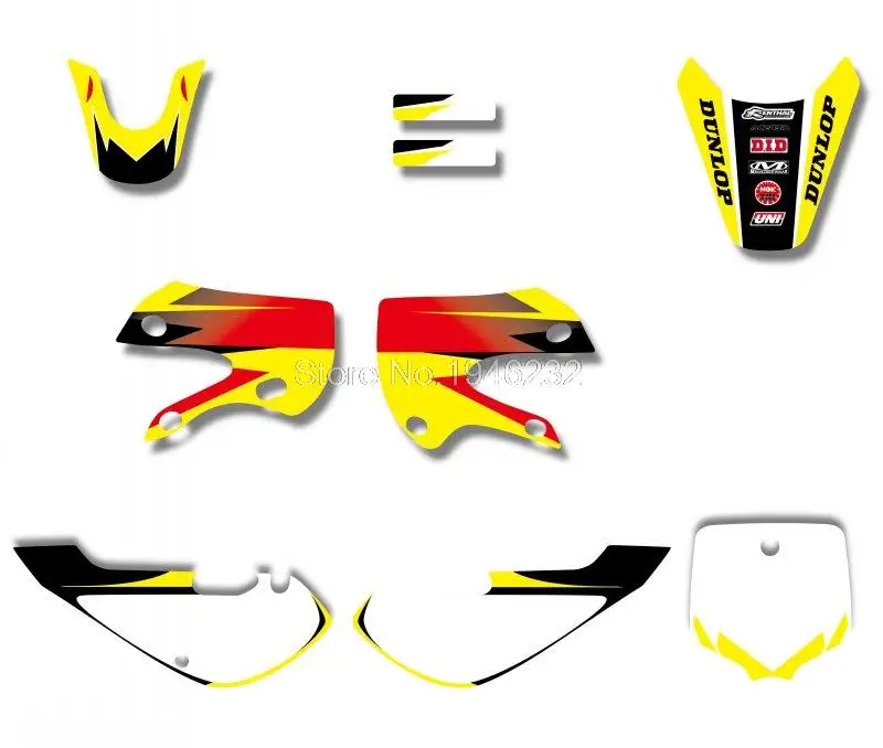 DID новый стиль TEAM GRAPHICS & Fours наборы наклеек с наклейками для SUZUKI DRZ110 KAWASAKI KLX 110 65