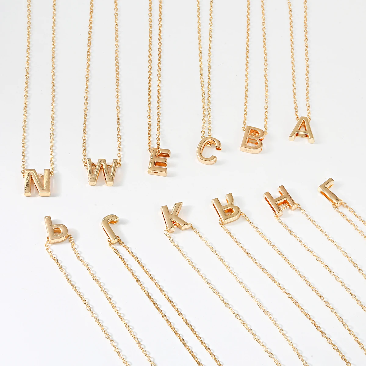 Fashion Gold Initial Charms Necklace Pendant Metal Letters For Jewelry Personalized Cute Letters ...