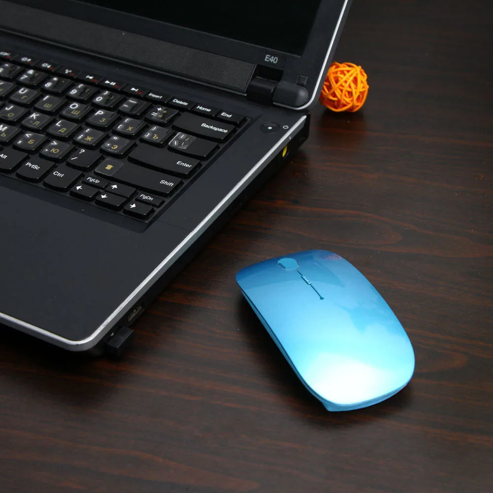 Ультра тонкая USB оптическая беспроводная мышь 2,4G приемник супер тонкая мышь беспроводная компьютерная ПК ноутбук Настольный - Цвет: Синий