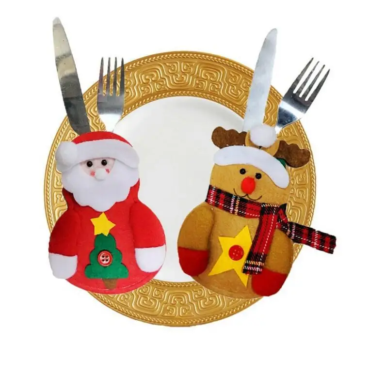 4 шт. Рождественский нож и чехол для вилок Санта Клаус сумка со снеговиком рождественские украшения для дома счастливый год Navidad Декор