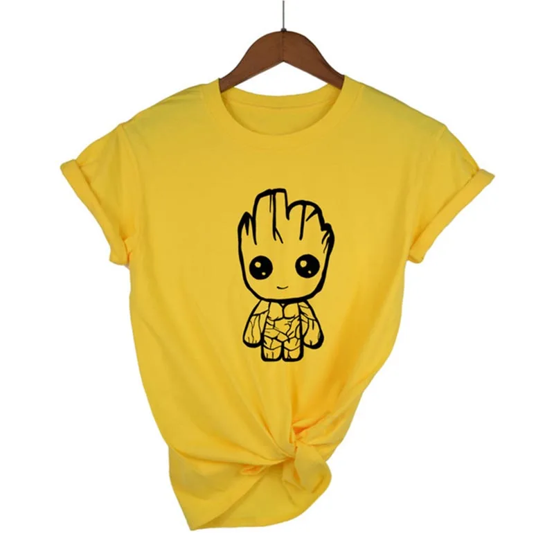 

Newest 2019 Funny kawaii Groot Design 100% Cotton T-shirt Women's Fashion Short Sleeve Tee Shirts Hipster O-neck Popular T Shirt