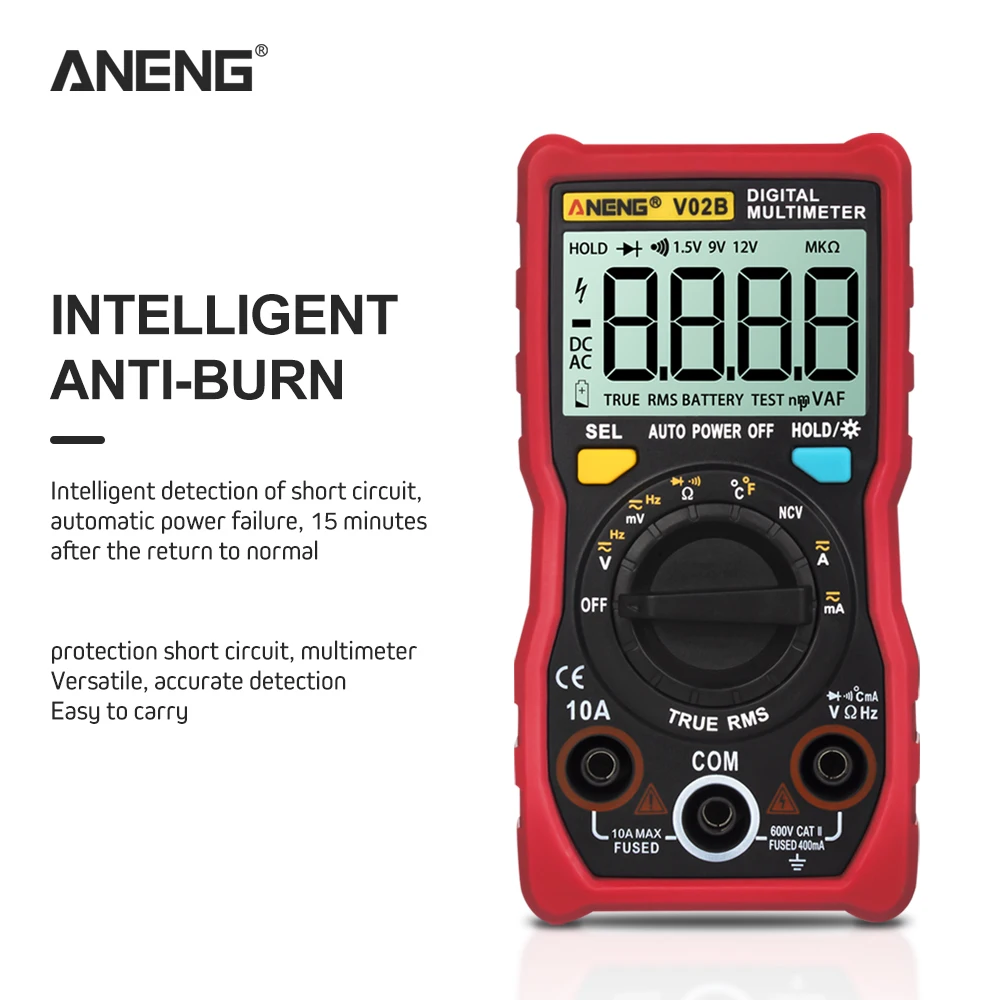 

ANENG V02B analog digital multimeter esr meter transistor tester multimetro multimeter auto peak power off meter car multi meter
