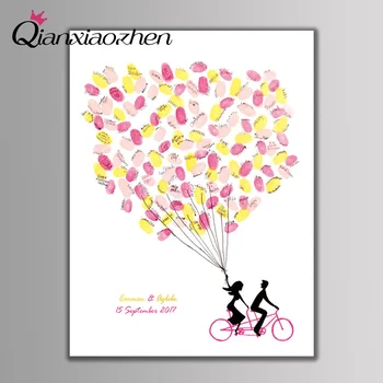 

Qianxiaozhen Personalized Bicycle Fingerprint Wedding Guest Book Wedding Decoration Mariage Gastenboek All for Wedding Supplies