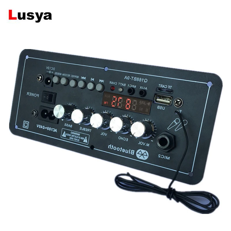 

New 12V AC220V Bluetooth Subwoofer Power Amplifier Board Karaoke Amplificador Audio Support AUX TF Card U Disk Recording E5-007