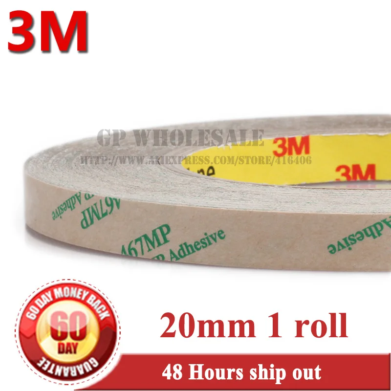 1x 20mm*55M*0.06mm /2.3mils (Thickness) 3M 467MP 200MP Adhesive Transfer tape for Metal Nameplates and Rating Plates Bonding | Канцтовары