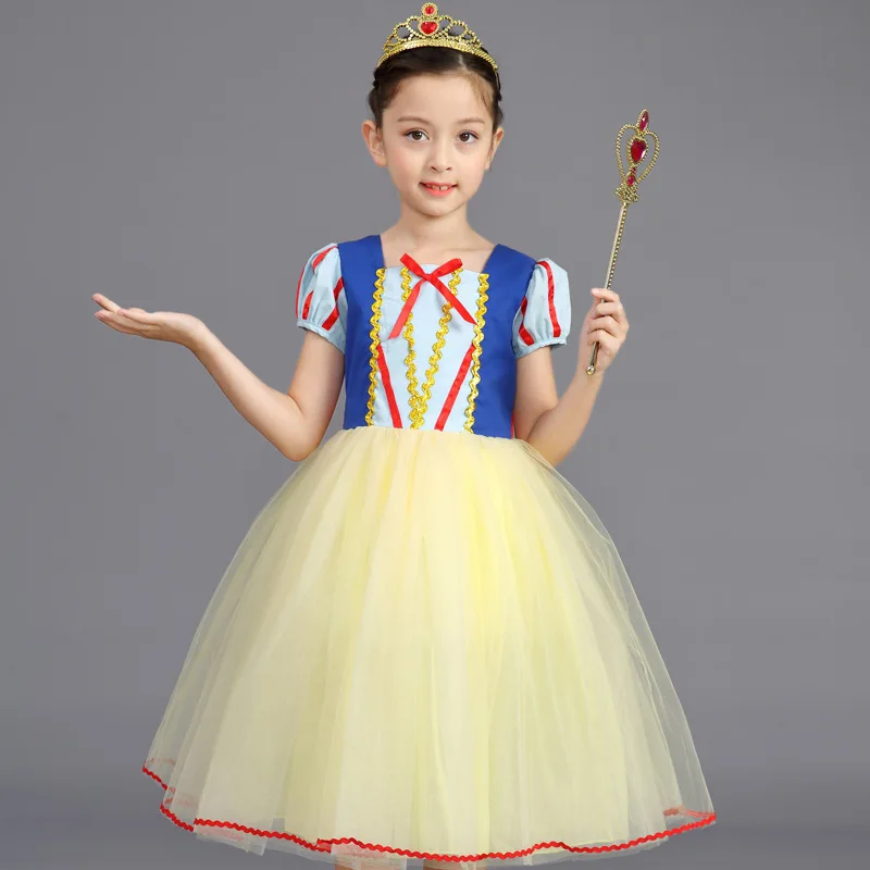 

Girls Snow White Costume Cosplay Kids Girl Princess Party Dresses Girls Halloween Christmas Ball Gown Shortsleeve Dress