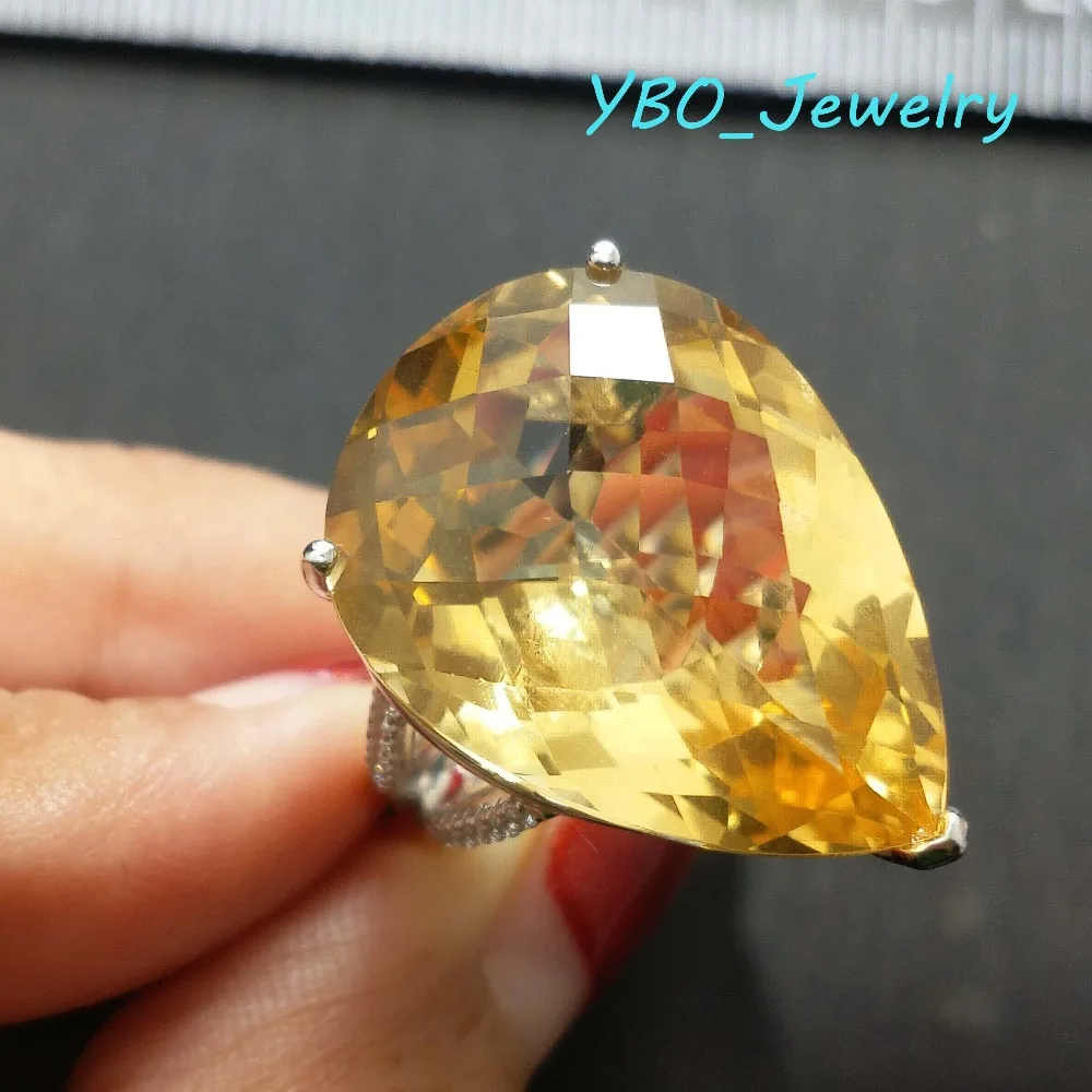 YBO хорошее ювелирное изделие кольцо с большим 28ct натуральный цитрин камень 18*25 мм