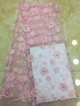 

Promotion 2019 High quality African lace fabric pink colour nigerian french tulle lace fabric soft and light for dress