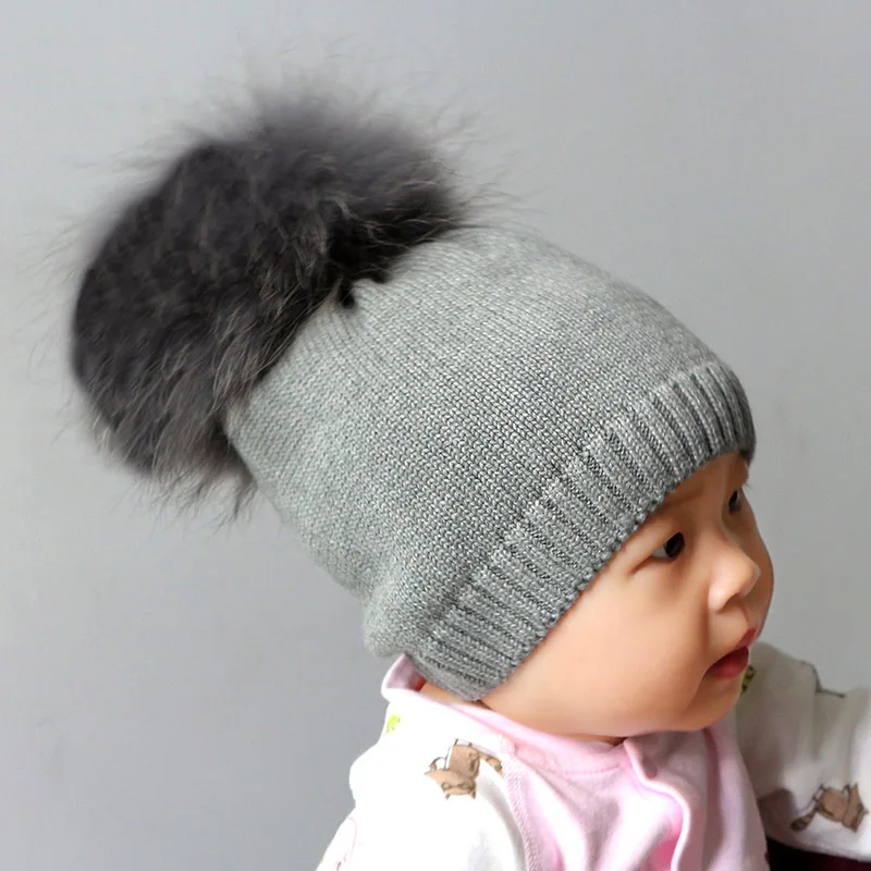 GZHILOVINGL 100% Cotton 5 Month-3 Years Ins Hot Baby Kids Boys Girls Children Winter Warm Knitted Skullies Beanie Fur Pompom Hat