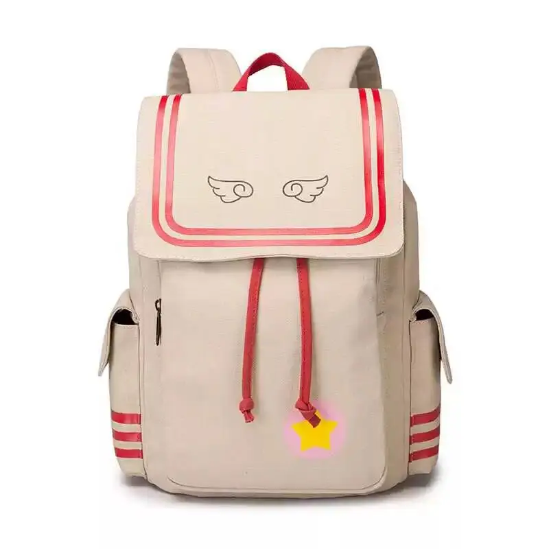 

High Q card capator backpack string canvas unisex large capacity backpack school student backpack