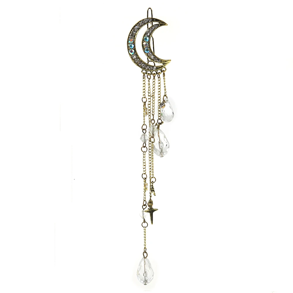 1 PC Women Clip Moon Rhinestone Crystal Pendant Pin Tassel Long Chain Beads Hairpin Ladies Hair Jewelry Hair clip drop shipping 1 PC Women Clip Moon Rhinestone Crystal Pendant Pin Tassel Long Chain Beads Hairpin Ladies Hair Jewelry Hair clip drop shipping