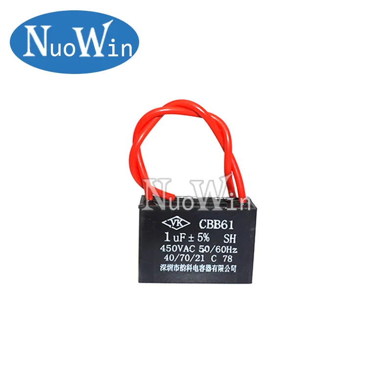 

1pc CBB61 1UF starting capacitance AC Fan Capacitor 450V CBB Motor Run Capacitor