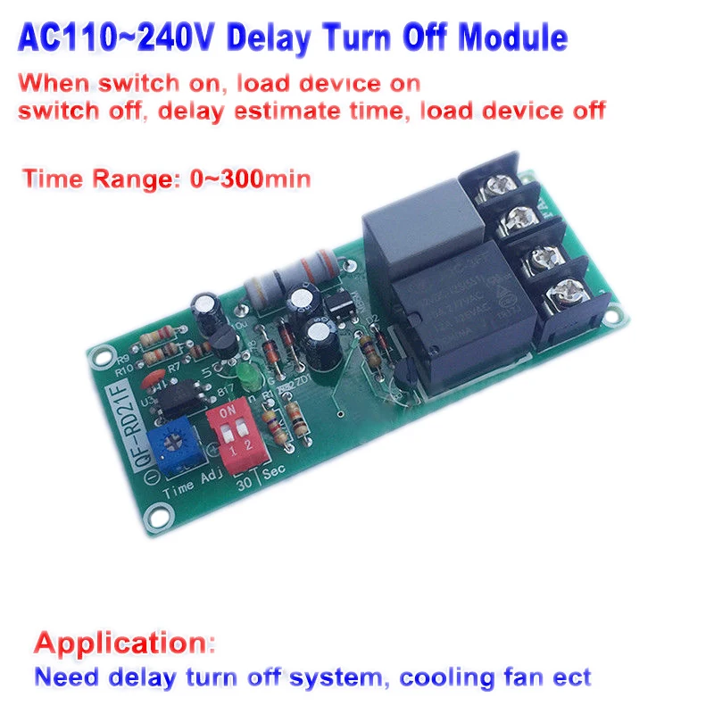 1pc New Relay Module AC 110V 220V 230V 240V Delay Turn OFF Module Relay Timer Control Switch For Fan