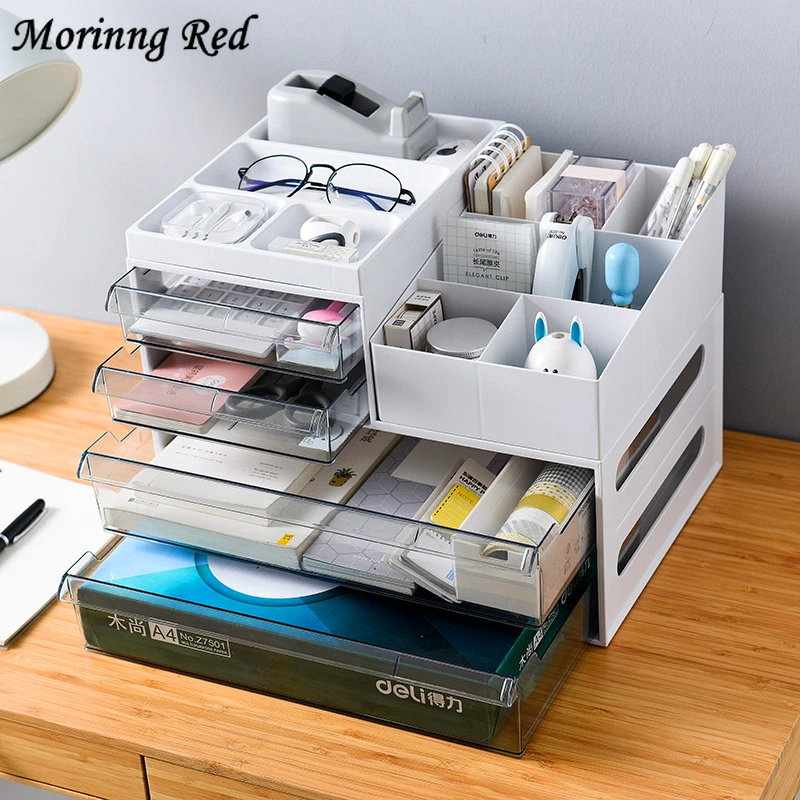 Caja organizadora de plástico para oficina, organizador de escritorio para estudiantes, documentos, organizar contenedores|Cajas y recipientes de almacenamiento| -