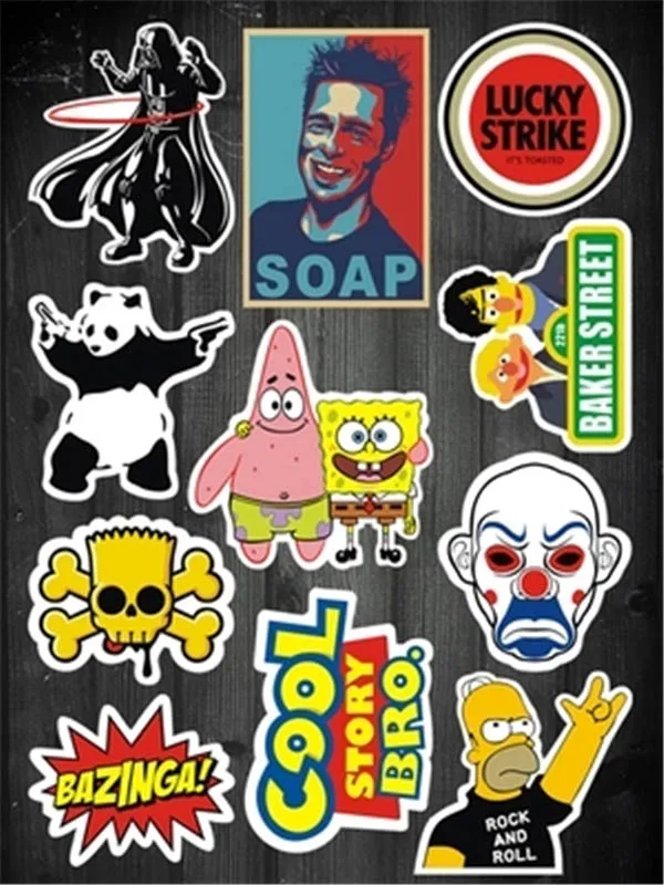 A4BR09 11 Different Styles Spoof Simpson SOAP BAZINGA BARKER STREET Luggage Laptop Removable PVC Stickers Motorcycle Sticker | Автомобили