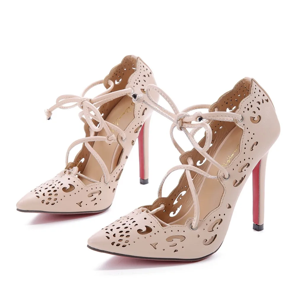 

2019 summer new fashion large size high heels Roman style sexy hollow pointed stiletto straps women's shoes.