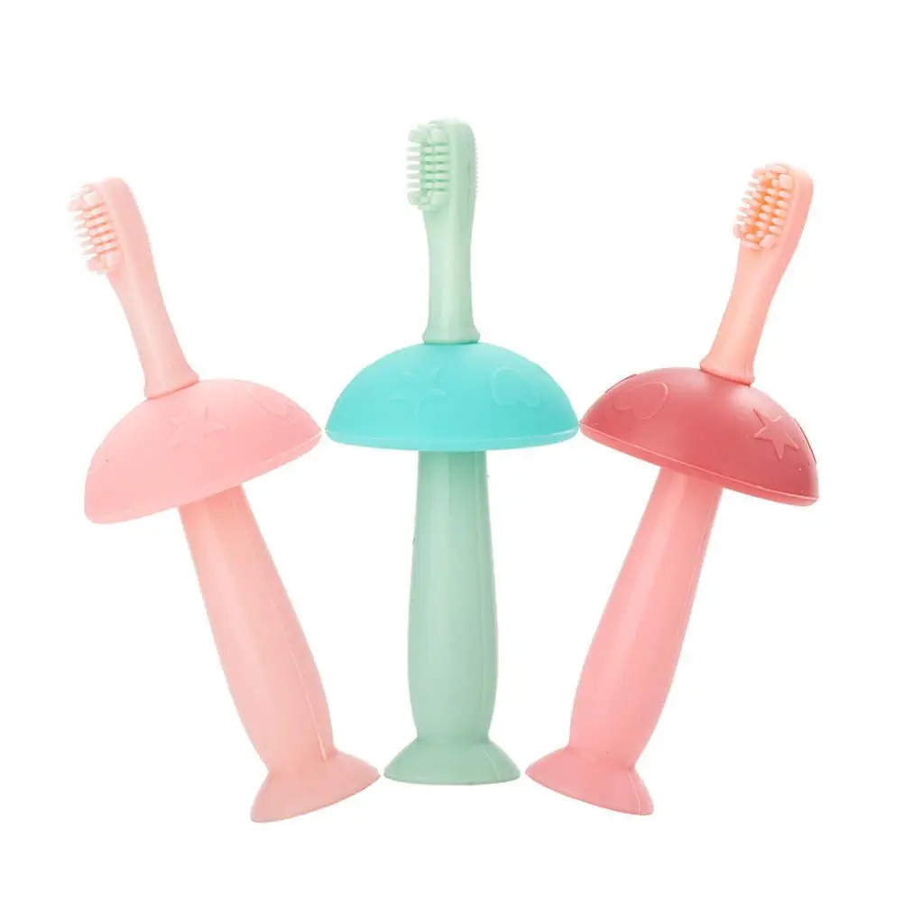 Baby Silicone Training Toothbrush Mushroom Type Baby Milk Teeth Brush