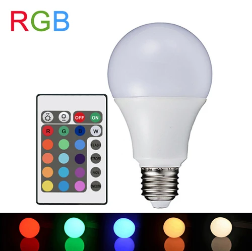 Magic E27 RGB светодиодный светильник 3 Вт 5 Вт 10 Вт AC110-240V светильник с регулируемой яркостью, светильник для праздника, ИК-пульт дистанционного управления, 16 цветов, 270 градусов - Испускаемый цвет: 5W