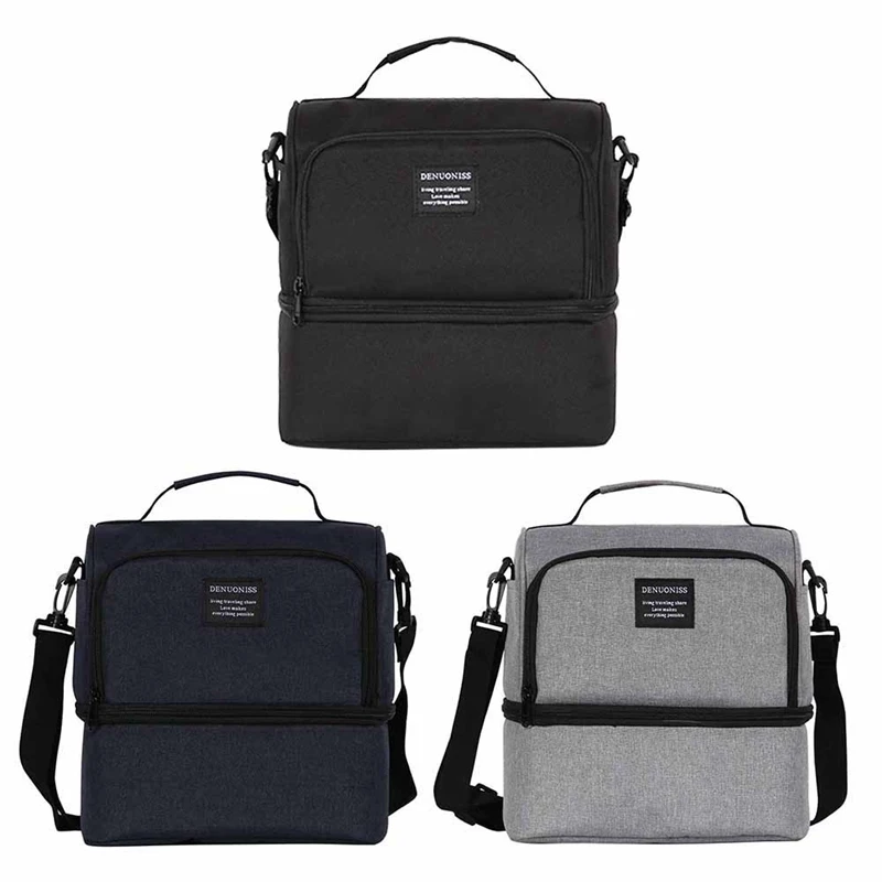 

Double Layer Cooler Lunch Bags Insulated Solid Thermal Lunchbox Food Picnic Bag Multifunction Cooler Tote Handbag