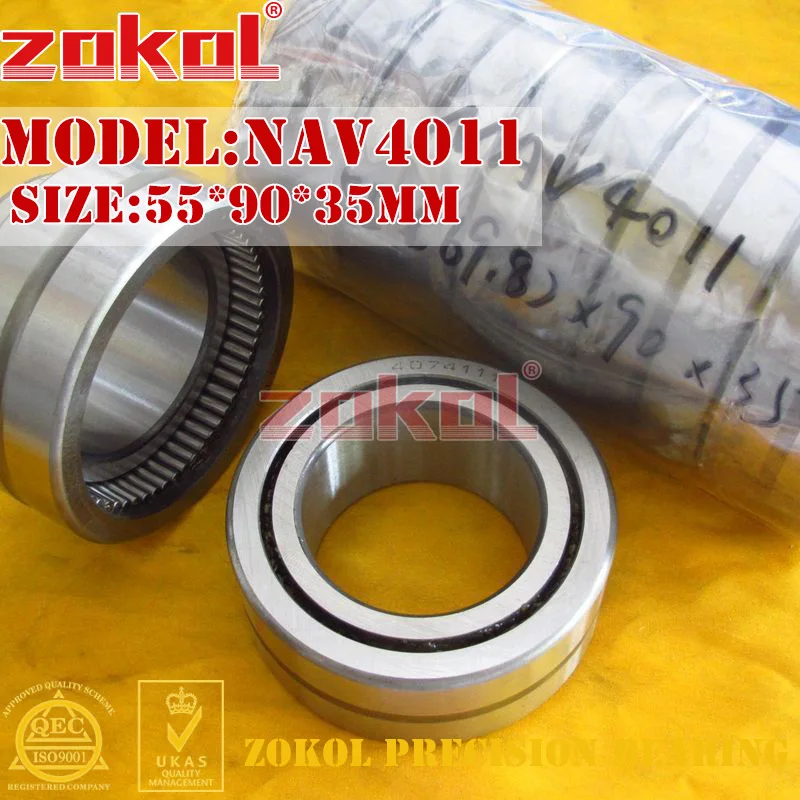 Полный игольчатый роликовый подшипник ZOKOL NAV4011 с внутренним кольцом 55*90*35 мм |
