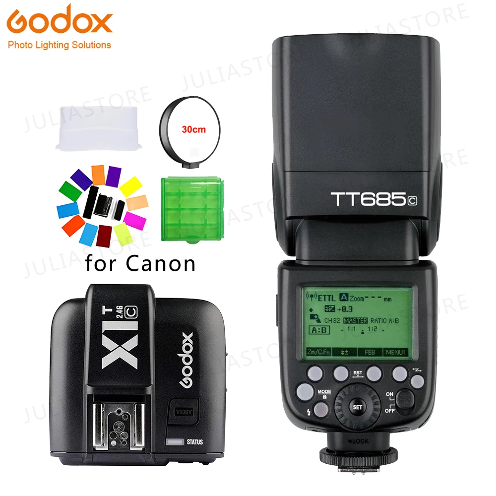 Godox Speedlite TT685C Canon 2.4G Flash with GP Rechargeable Batteries
