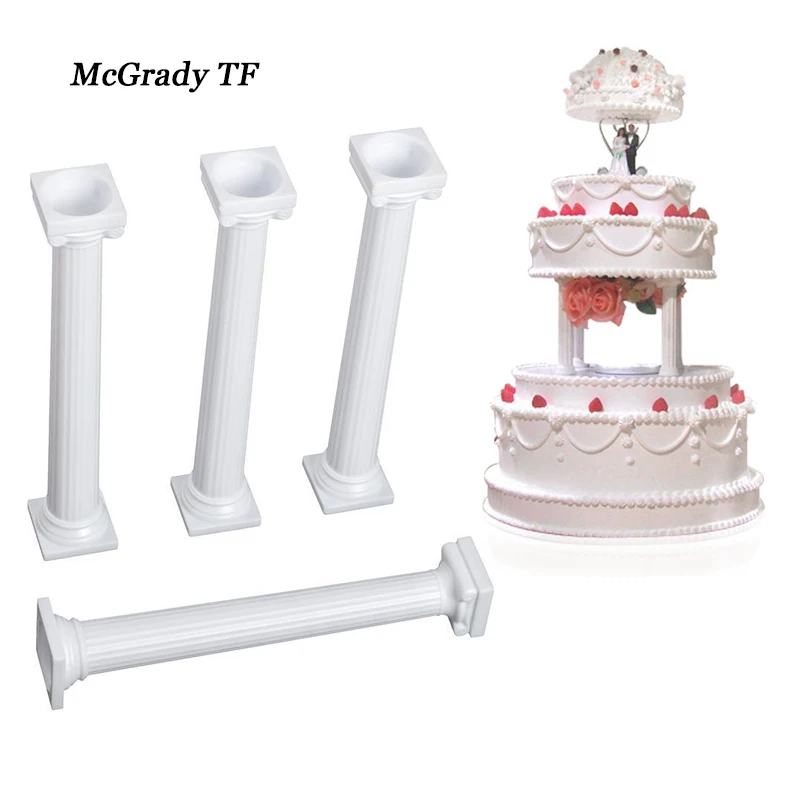 4pcs/set White Grecian Pillars Valentine's Day Cake Tier Separator