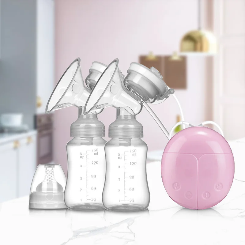 Pink English Электрический молокоотсос Мощный двойной USB Интеллектуальный автоматический младенческий молокоотсос насосы с молочной бутылкой для мам - Цвет: Pink English