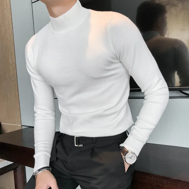 Goedkoop MRMT 2019 Merk mannen Trui Pure Kleur Breien Trui voor Mannelijke Lange Mouwen Semi hoge Hals Casual In de Kraag Trui