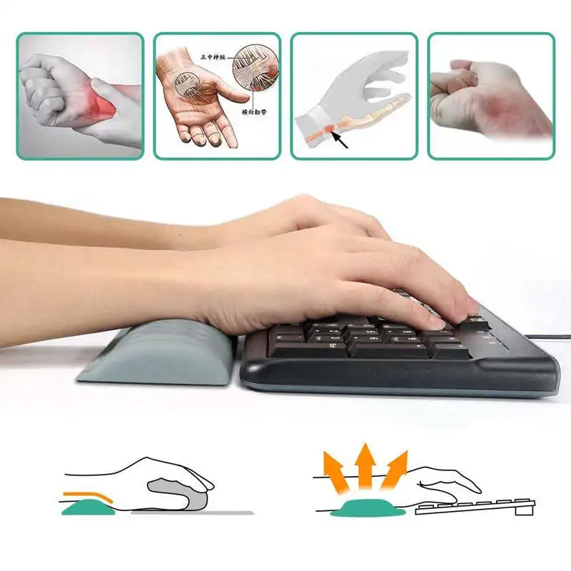 Клавиатура с эффектом памяти, подставка для запястья, игровой коврик для мыши, поддержка запястья, эргономичный дизайн для офиса, домашнего
