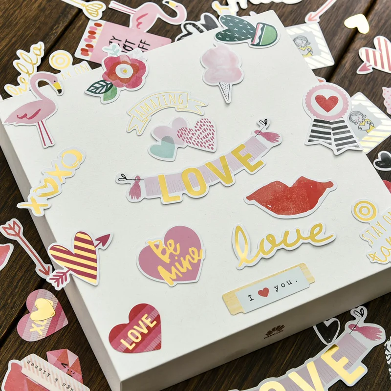 

KSCRAFT 70pcs My Sweet Love Foil Gold Paper Die Cut Stickers for DIY Scrapbooking/photo album Decoration Card Making Crafts
