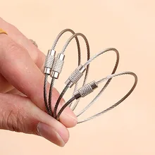 10 шт./лот проволока из нержавеющей стали брелок для ключей в виде троса провод брелок автомобильный кабель брелок с винтовым замком для наружного туризма