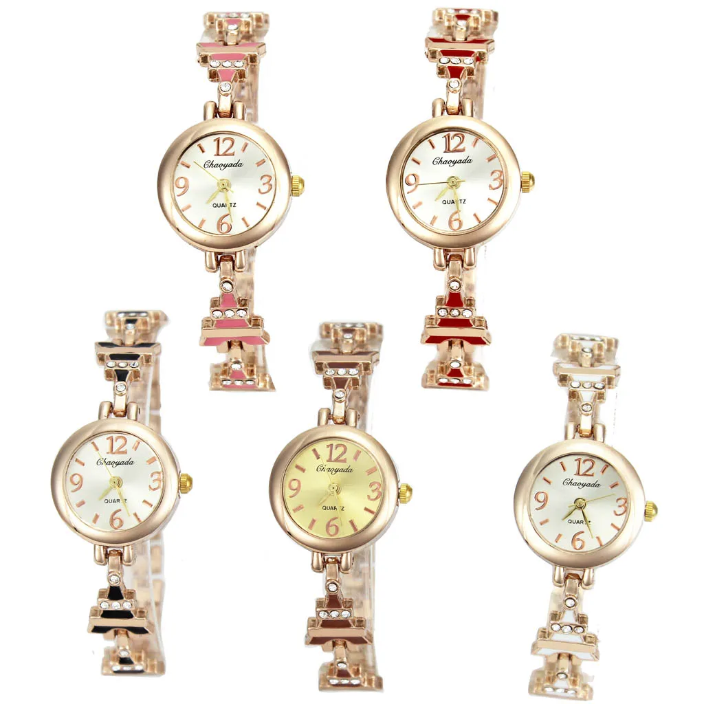 

Eiffel Tower 5 Color Necklace Love Fashion Women Ladies Steel Strap Bracelet Chain Quartz Watch