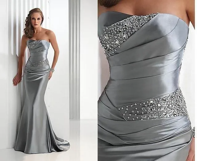 gray satin gown