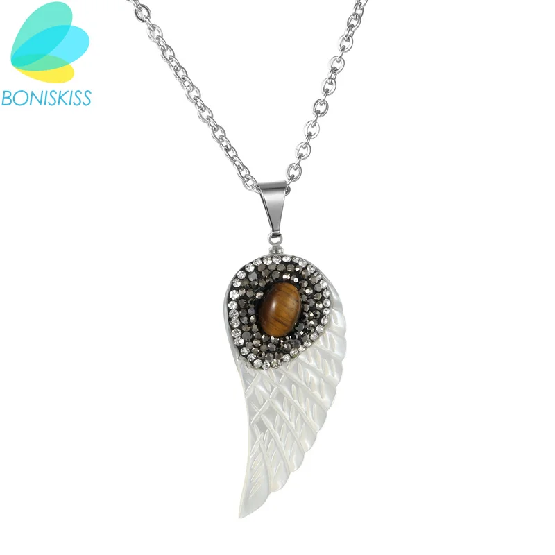 Boniskiss 2017 New Fashion Angel Wings Women Necklace With Crystal Pendant For Women Jewelry Bijoux Femme