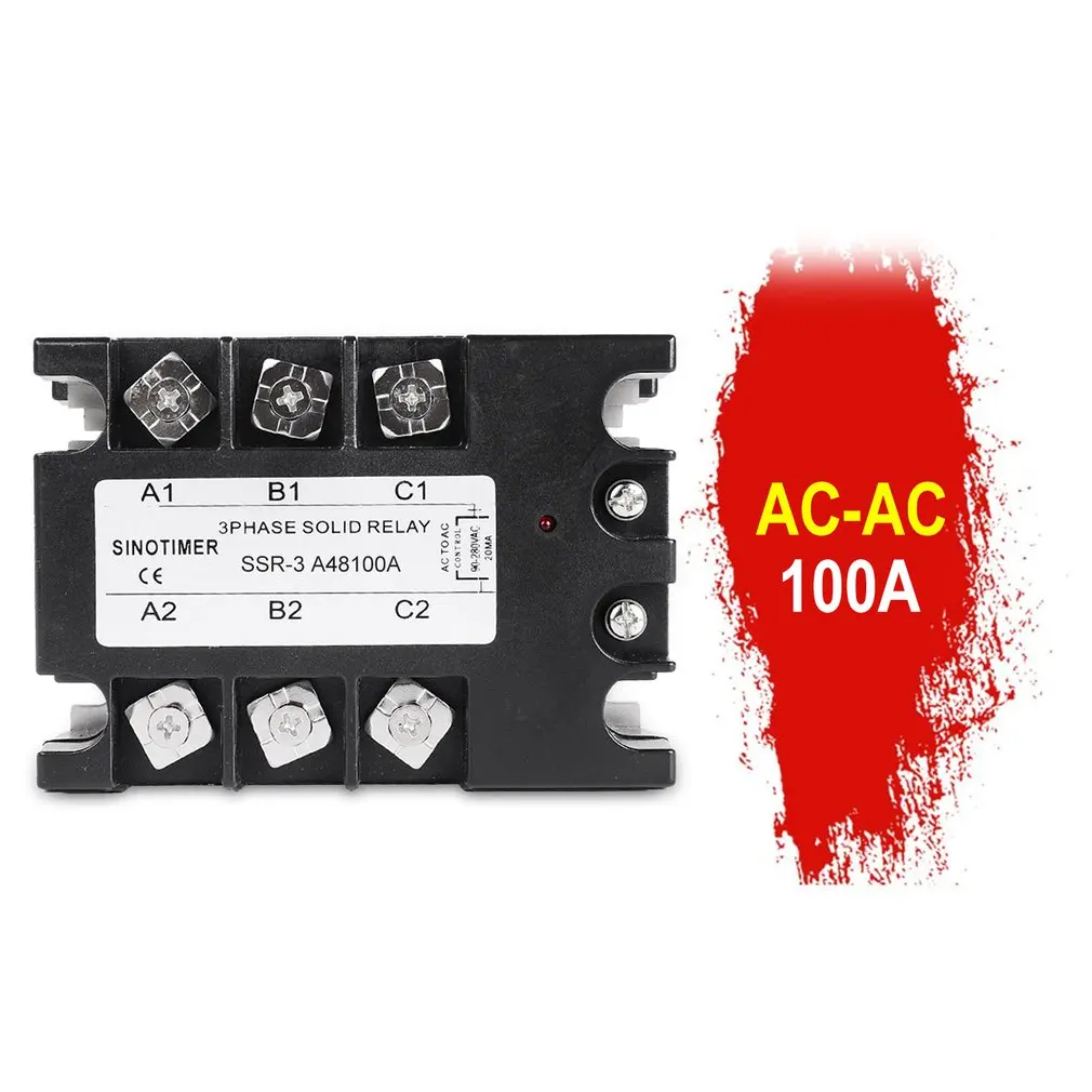 Твердотельные реле AC-AC SSR-3A4810A 25A 40A 60A 80A 100A 90-280VAC до 30-480VAC нагрузки три фазы для контроля температуры