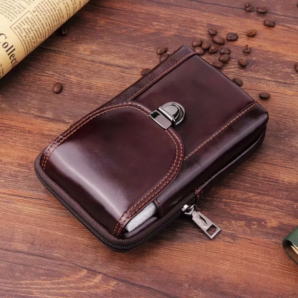 

Luxury Phone Bag for Samsung S8 S9 plus Note 9 8 S7 S6 real Leather Belt Holster For iPhone 6 7 8 plus X XR XS MAX Bag Waist bag