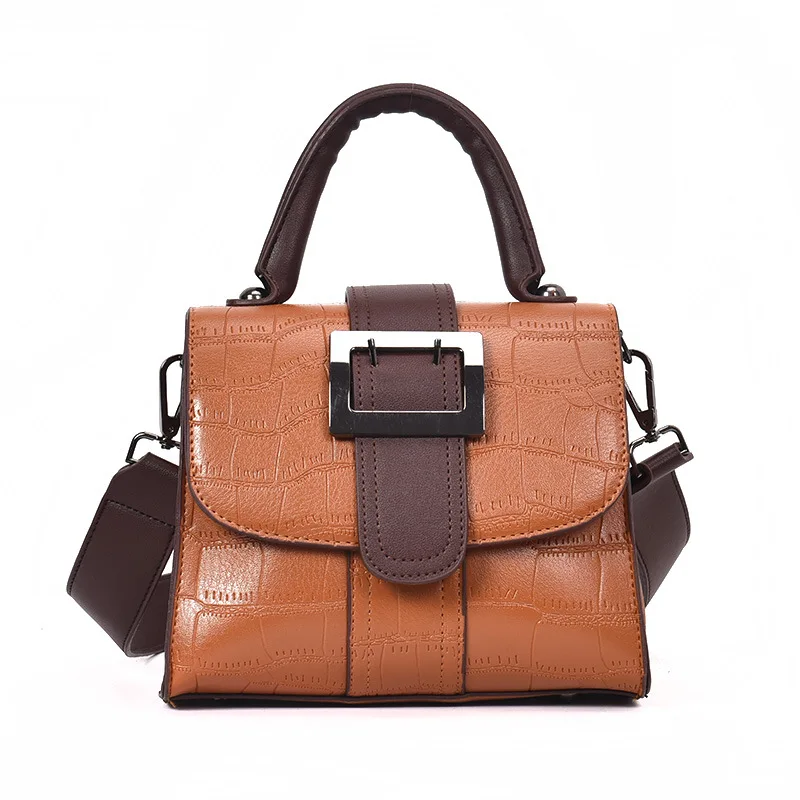 

WOMEN small handbag top-handle satchel tote Bag wide straps crocodile pattern vintage bags