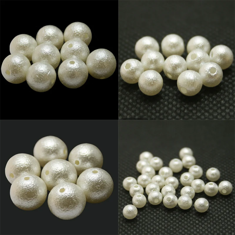 Nuovo Pick Taglia 4.6.8.10.12.14.16.18.20Mm Abs Bianco Perla Imitazione Perline Rotondo Pelle Rugosa Adatti Diy Bracciale Fare