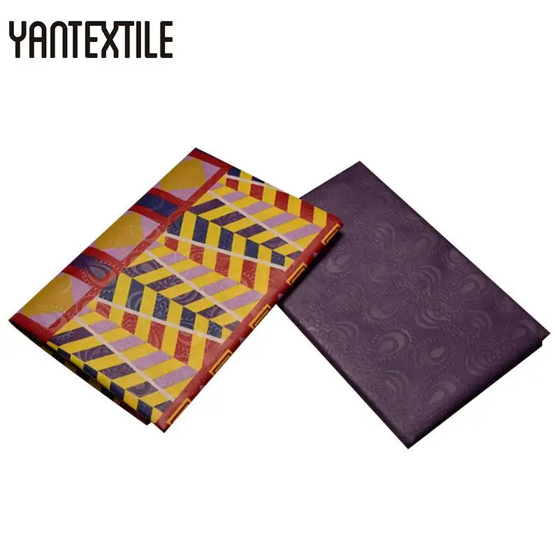 

YANTEXTILE Newest Veritable Real Wax Fabric Ghana Kente 2 Yards Mix Embossing Design African Ankara Fabrics Plain Dyeing 2 Yards