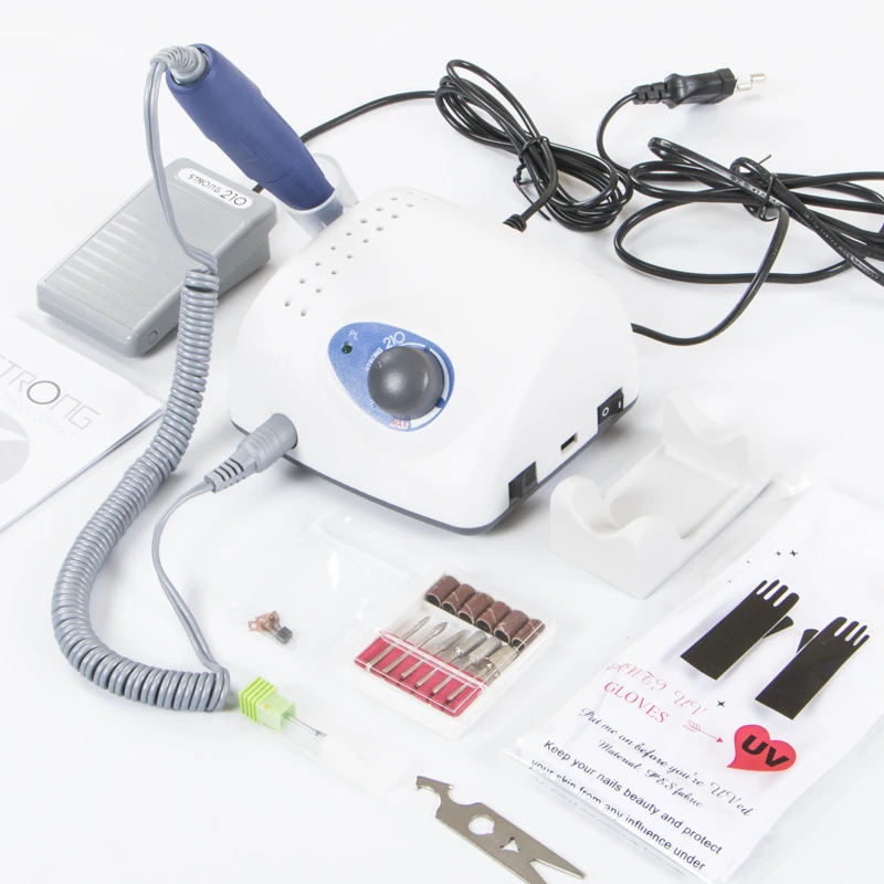 Billige STARKE 65W 35000RPM Blau griff Elektrische Nagel Bohrer Maschine Starke 210 Modell Maniküre Pediküre Nagel Datei Bit Nagel kunst Ausrüstung