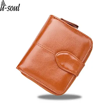 

Women Wallet Short ID Card Holder Pu Retro Coin Fashion Leather Wallet Female Oil Lock Small puRSE Bolsa A3354
