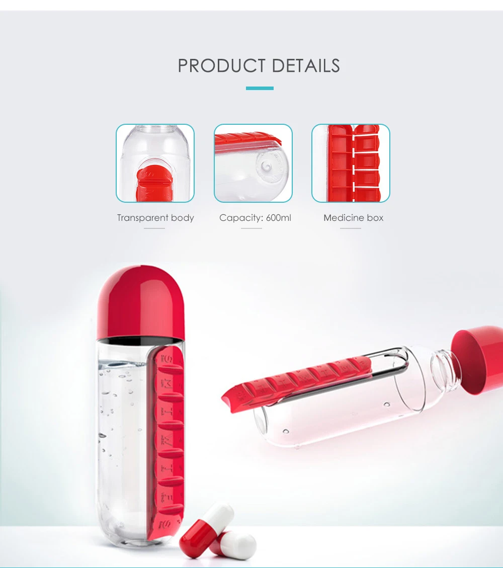 Portable Water Bottle with Medicine Box